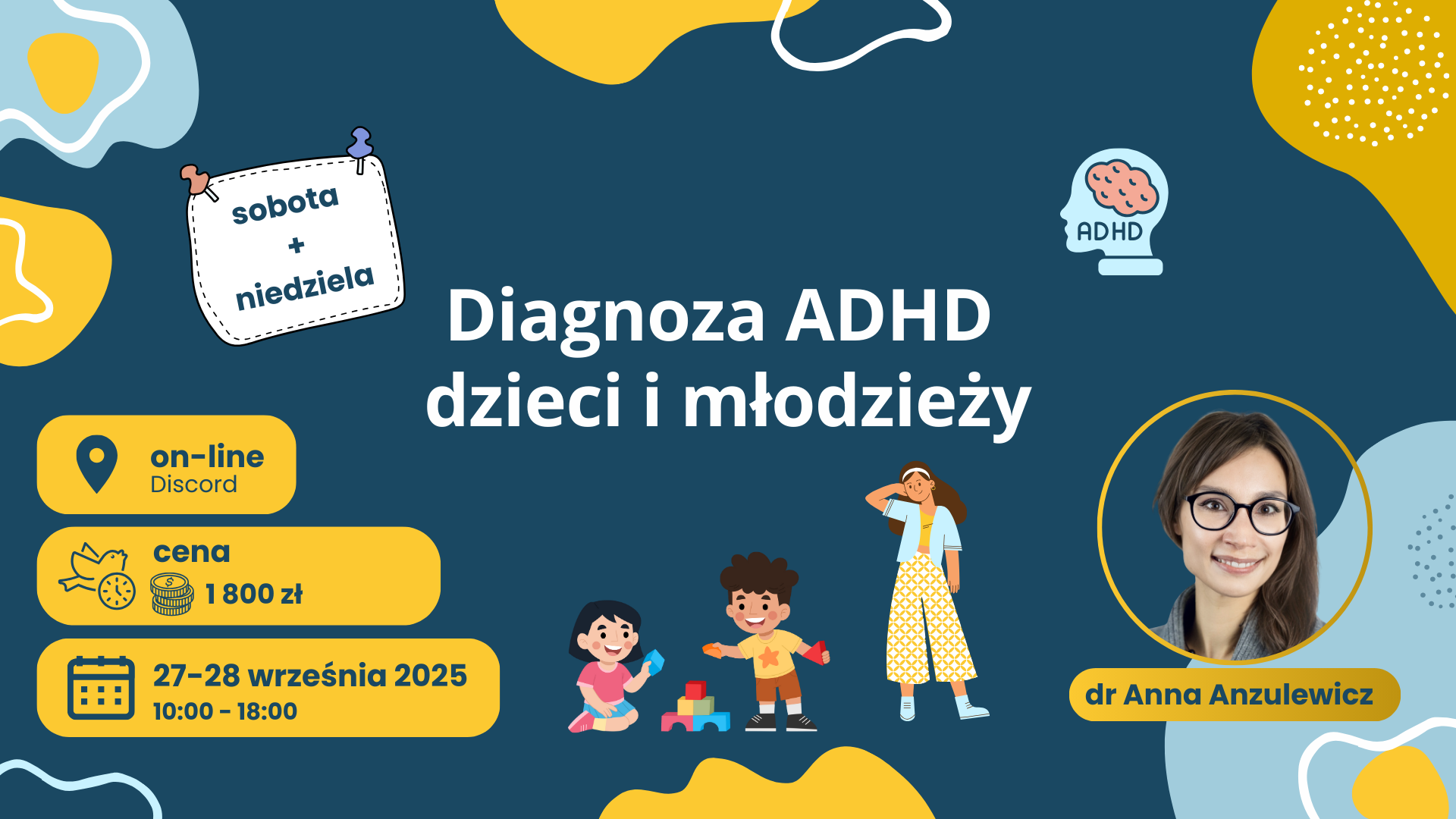 Infografika o szkoleniu diagnoza ADHD dzieci i młodzieży.